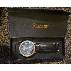 Stauer Men's Urban Blue Watch, Blue Dial with Box, New, needs battery